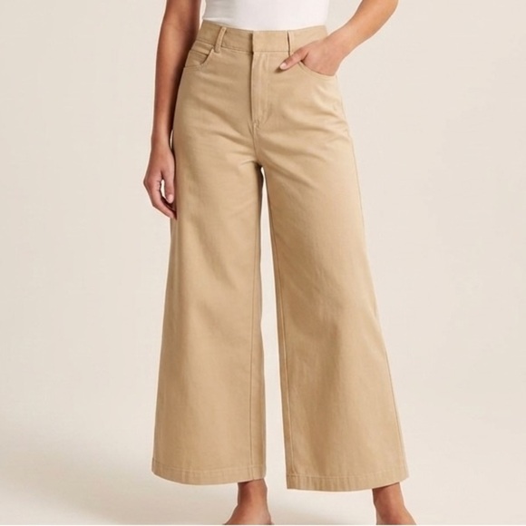 Forever 21 Pants - High Waisted Culotte Wide Leg Crop Pants Khaki